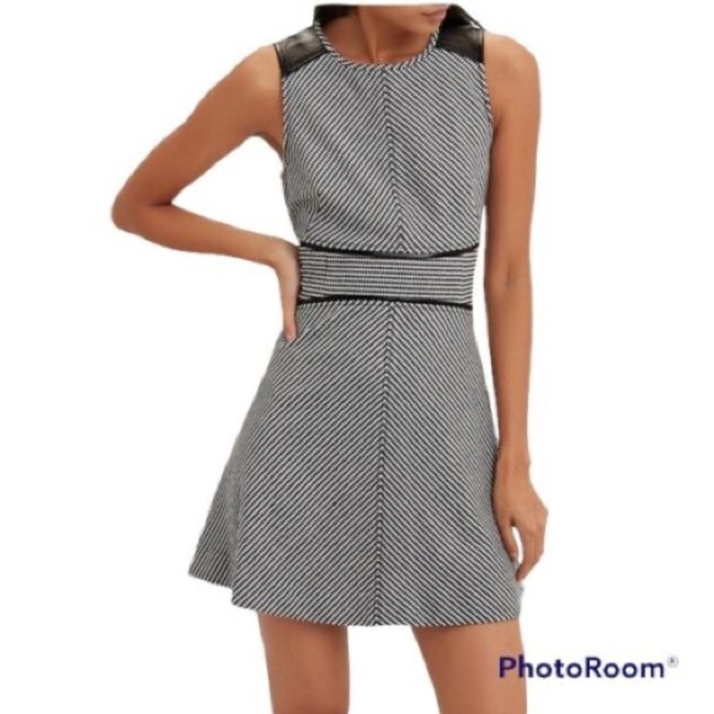 Derek Lam 10 Crosby Houndstooth Fit and Flare A-Line Dress Lamb